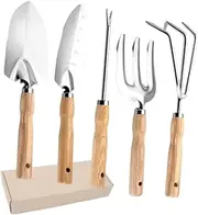 Garden Tools Set, Ai-OUMLEEF Garden Planting Tool Kit, 1 Set 5 PCS, with Beautiful Box,Weeder Tool, Garden Hand Fork, Trowel for Planting