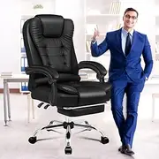 [ALFORDSON] Office Chair Ergonomic Computer Chair Executive Leather Home Desk Chair with Footrest High Back Recliner Video Game Chair for Home Office Gaming