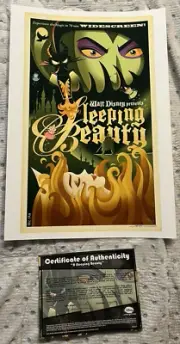 SIGNED Disney Sleeping Beauty Poster Art Print Eric Tan Mondo Acme Maleficent LE