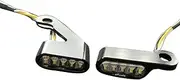 TDR 2pcs Universal Motorcycle Front Mini LED Turn Signal Indicators with Running Light, 12V Handlebar End, CNC Machined Aluminium, Amber & White, For Touring, Softail, Sportster