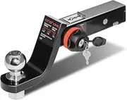 Trailer Hitch Ball Mount, 4-Inch Drop Hitch with 2-inch Ball, Tow Hitch with Anti-Theft Lock and 2 Keys- 7500 LBS GTW, Fits 2-Inch Receiver, for Rv/Truck/Yachts/ATV/UTV Towing