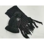 Marcus Adler knit fringed scarf and pompom hat gift set for her