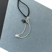 Handcrafted Hammered Silver Half Moon Crystal Pendant Necklace Stevie Inspired