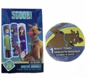 New ScoobyDoo Set - Band-Aids + Magic Towel - Expands in Water + 1 Bonus Sticker
