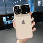 for iPhone 14 13 12 11 Pro Max Plus Soft Transparent TPU Armor Cover Large Window Glass Camera Protection Case,Pink,for iPhone 13Pro Max