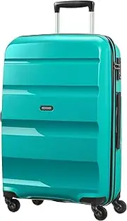 [American Tourister] Unisex_Adult Suitcase, Black, 46 x 25.5 x 66 cm, Turquoise (Deep Turquoise)