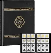 120 Pockets Coin Flip Holder Albums, 2x2 inches Coin Storage Books for Coin Cardboard Collection Holders, Collection Book Sleeves Supplies for Collectors- Deep Black(Coin Flips not Included)