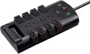 115874 12 Outlet Rotating Surge Protector Power Block / Strip - Black