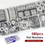 580X Stainless Steel Flat Washers For Screws Bolts Fender Washers Assortment Set