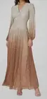 Shoshanna Women's Silver Alina A-Line Ombre Metallic Chiffon Gown Dress Size 10
