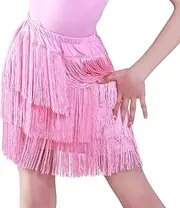 [Libaobaoyo] Girls Ballroom Dance Skirt 3 Layers Fringe Latin Salsa Tango Samba Dancewear