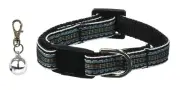 Light Blue and Khaki Preppy Stripes Nylon Ribbon Cat Collar with Silver Bell