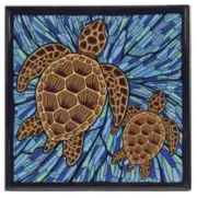 Hawaiian Honu Glass Ceramic Tile Trivet Gifts Hawaii Tiki Bar Kitchen Home Decor