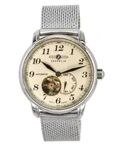 Zeppelin LZ 127 Graf Stainless Steel Open Heart Beige Dial 7666M5 Mens Watch