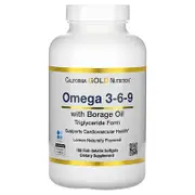 California Gold Nutrition, Omega 3-6-9s, with Omega-3 Fish Oil and Borage Seed Oil, EPA, DHA, GLA, and Linoleic Acid, Natural Lemon, 180 Softgels