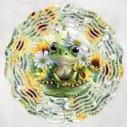 Frog and Sunflowers 10" Wind Spinner