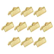 300Pcs Ribbon Crimp Clamp Ends 10mm Cord End Clasp for DIY Craft Gold Tone