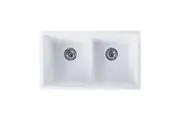Tisira 79cm Double Bowl White Granite Kitchen/Laundry Sink (TSG790WH)