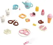 LeeQinersw Kids Tea Party Set Wooden Birthday Gift Pretend Play Toys Plate Teapot Cups