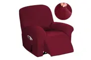High Stretch Recliner Chair Cover Recliner Slip Covers for Reclining Chair, Feature Thick Soft Jacquard Fabric, Removable and Washable, Burgundy