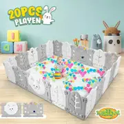 Baby Playpen 20 Panels Safe Fence Kids Enclosure Kidbot Activity Centre Safety Barrier Foldable Gate Play Yard Rabbit Design