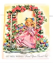 Cute VINTAGE Greeting Card "Get well Wishes From Your Secret Pal" w/Fold-Out