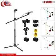 5Core Microphone Stand Dual Mic Clip Boom Arm Foldable Tripod 360 degreeRotating