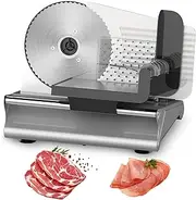 Electric Meat Slicer, 500W Electric Deli Food Slicer, Stainless Steel Blade Electric Food Slicer, Meat Slicer, 0-15mm Adjustable Thickness for Meat, Cheese, Veggies, Ham (AU Plug)