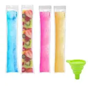 100 Pcs Ice Popsicle Mold Bags Zip Lock Seal and Funnel for Yogurt Ice Candy