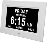 Digital Day Clock, 7in Auto Dimmable, 8 Languages, Unabbreviated Week Month Date, Elderly, Calendar Day Clock (AU Plug)