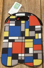 RainCaper ACCENT Double-Bottle Stay-Cool WINE TOTE~Mondrian-Inspired~NEOPRENE