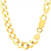 14k Yellow Solid Gold Comfort Curb Chain, 10mm, 8.5"