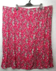 Autograph Plus Size 28 Magenta Paisley Print Elastic Waist Skirt With Side Zip