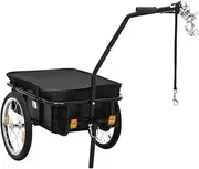vidaXL Black Bike Cargo Trailer/Hand Wagon - Versatile with Transport Crate, Heavy-Duty Steel Frame, 50 kg Load - Ideal for Local Commutes or Long Distance Tours