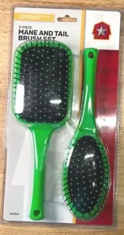 2 piece Mane and Tail Brush set Green - Horse Brush.