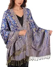[Lamca] Women Pashmina Shawls and Wraps Scarf Soft Silky Reversible Paisley Scarves Shawl for Women