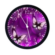 Purple Butterflies Wall Clock 12" Large Personalized option adding names E25