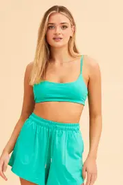 Green Lila Cami Crop Top - Size XS, Women's Bra Crop Top