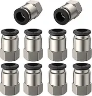 PCF8-02 Quick Release, 8 mm Hose AD x 1/4 Inch BSP Female Thread, Straight, Plug-in Pneumatic Adapter for Air Lines, Pack of 10