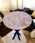 30" Pink Round Rose Quartz Stone Coffee Table Crystral Healing Gemstone Home Dec