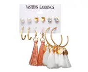 6Pcs Tassel Earrings Female Bohemian Ethnic Style Earrings - 5