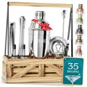 Mixology Bartender Kit Bar Set | Martini 24oz Cobbler Shaker Polished Gray