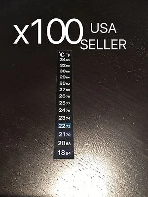 x100 Dual Aquarium Fish Tank Thermometer Temperature Sticker Stickon Fahrenheit
