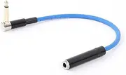 ROBAUN Right Angle 1/4 Inch TS Male to Straight 6.5 Stereo Female Audio Cable 90 Degree 6.35 Bend Audio Extension Cord(Blue,15m)
