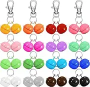 Hotop 32 Pcs Cat Dog Collar Bells Colorful Pet Bell Dog Collar Charm Bells with 16 Round Key Rings 4 Buckles Pet Necklace Pendant Accessories for Puppy Kitten Potty Training Christmas Decoration,