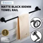 Bathroom Towel Rack Single Rail Bar Holder Holder Black Round Wall Mounted 800MM