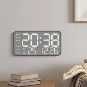 Electronic Wall Clock Temperature Humidity Display Metal Brushed Multifunctional Wall Clock Digital LED Electronic Alarm