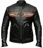 JILDISH Biker Leather Jacket – HD Bill Goldberg Black Motorcycle Jacket Men – Cafe Racer Leather Jacket Men