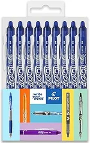 Pilot FriXion Clicker Rollerball Pen Fine Erasable Retractable Tip 0.7mm Tip 0.35mm Line Width Blue Ink