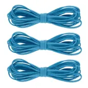 3Pcs Faux Suede Leather String, 4.4 Yards 3mm Flat Suede Cord, Soft Blue